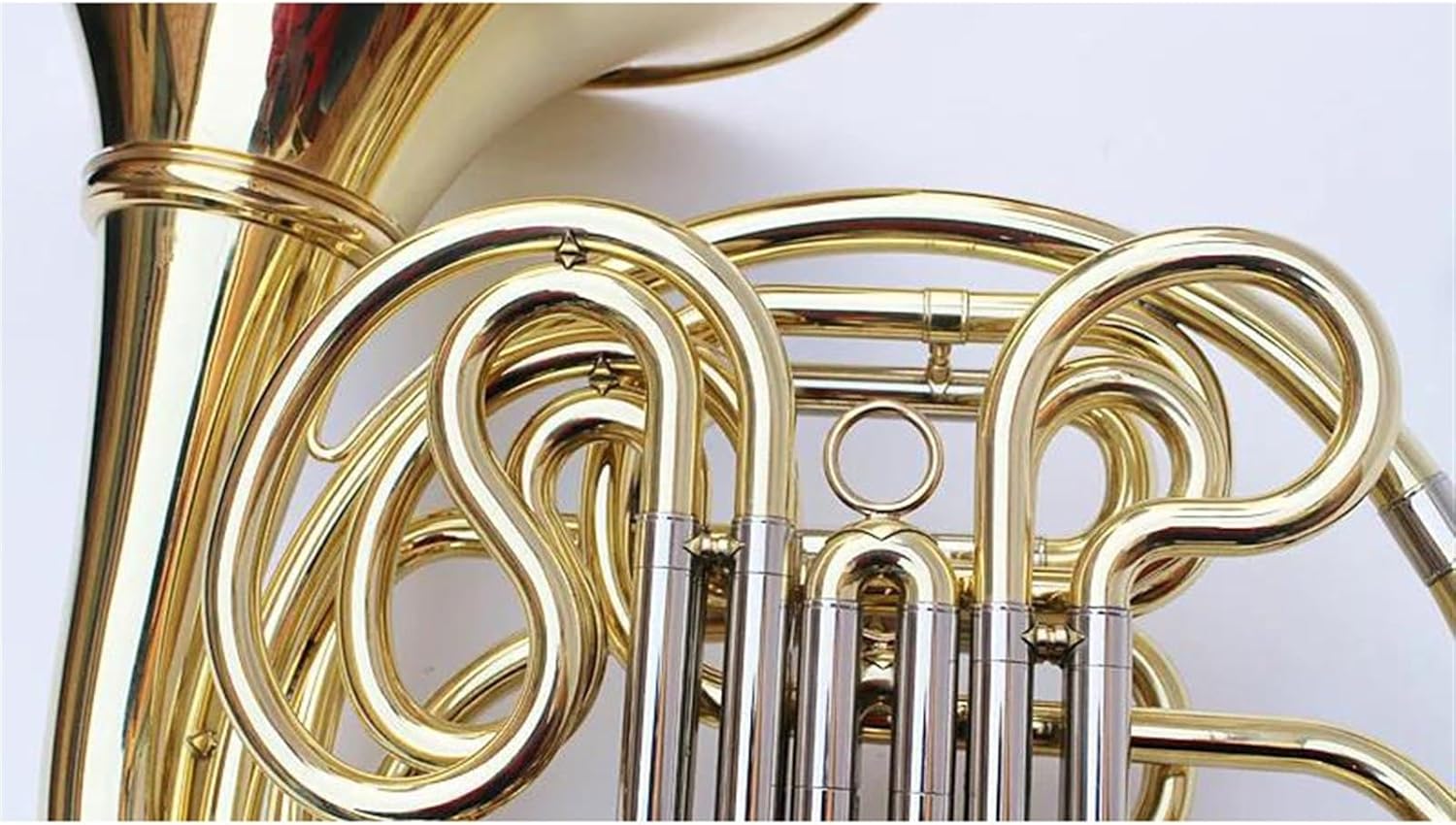 Brass French Horn French Horn B/f 4 Key Gold Double Row Brass Body Musical Instrument With Mouthpiece Brass Material