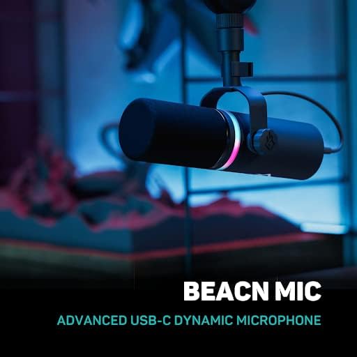 BEACN Dark Dynamic USB Mic for PC - Professional Microphone for Podcast, Gaming, Streaming - Studio-Quality Desk Mic for YouTube, Twitch, and Recording. Microphone for PC, Gaming & Streaming