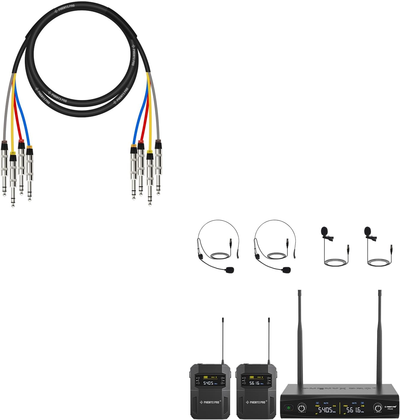 Phenyx Pro Professional Wireless Microphone PTU-52-2B Bundled with 6 Ft Snake Cord
