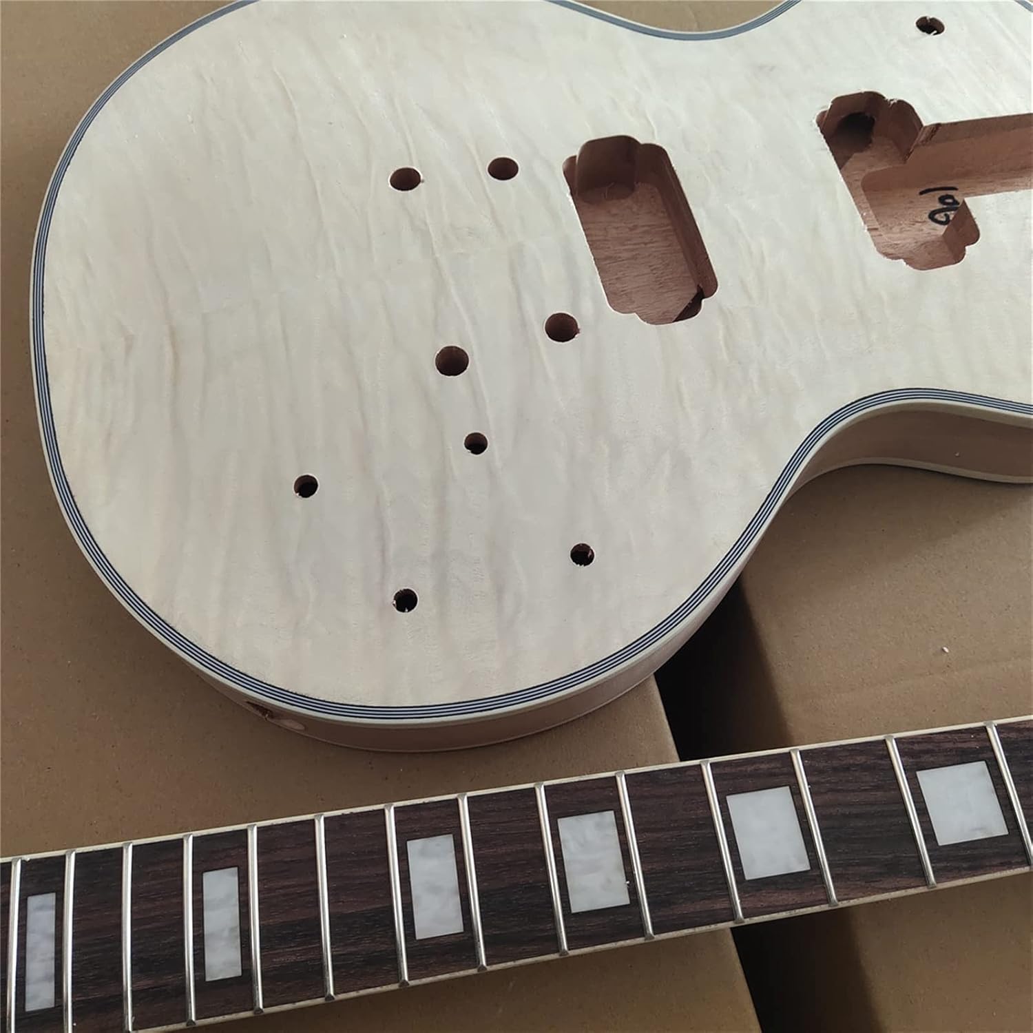 1 Set Unfinished Electric Guitar Neck and Body Guitar Kit DIY Part All Hardware Unfinished Guitar Set