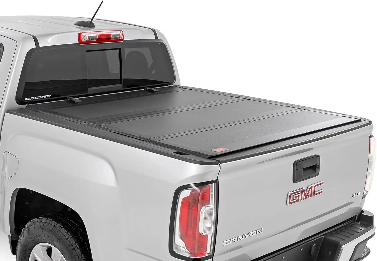 Rough Country Hard Tri-Fold Flip Up Truck Bed Cover for Chevy Colorado & GMC Canyon (2015-2024) - Fits 6' Bed, All-Weather, Flush Aluminum Panels