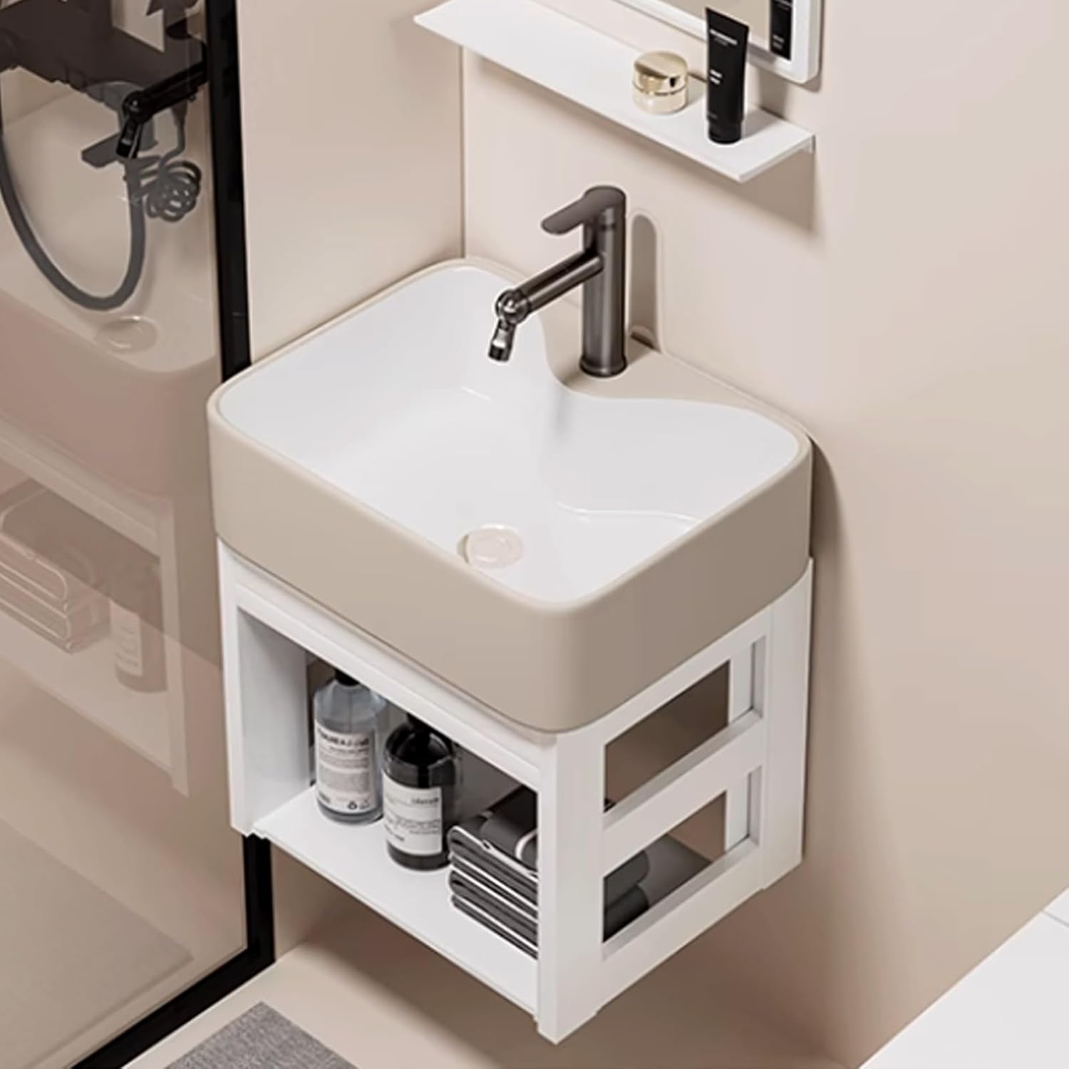 Utility Sink Small Wall Mount Corner Sink Modern Bathroom Vessel Sink Corner Mounted Corner Bathroom Vanity Sink Wall Mount Bathroom Sinks Corner Sink Vanity With Cold And Hot Water Pipe Fauc