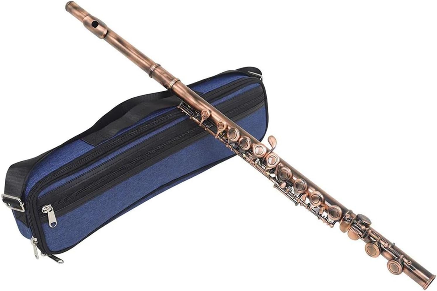 C-Key 16-Hole Cupronickel Flute Set C Key Flute Woodwind Instrument with Case Gloves Accessory