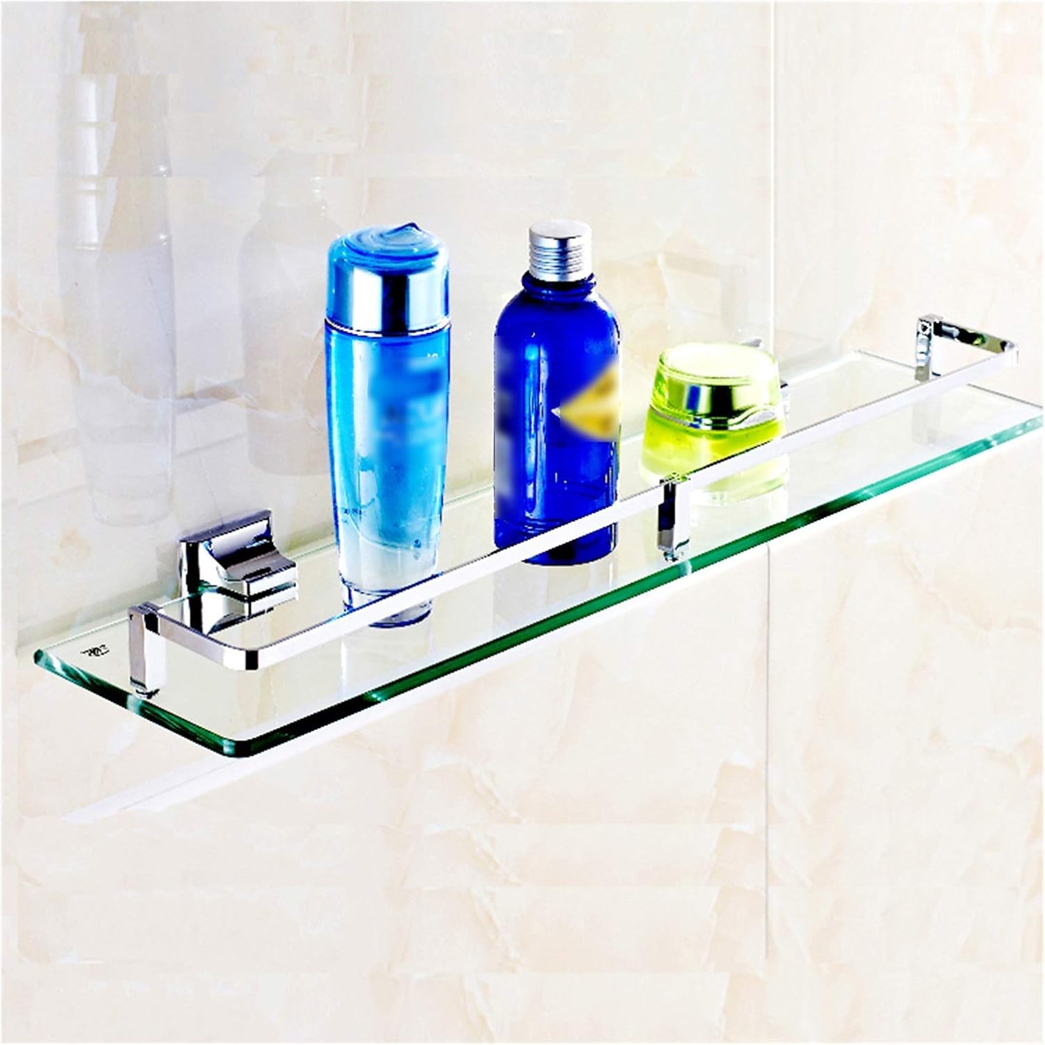 XXIOJUN Aluminum Bathroom Glass Shelf, Tempered Glass Rectangular 8mm Thick Tempered Glass Wall Mounted for Bathroom, Living Room, Bedroom, Kitchen, 6 Sizes (Color : Silver, Size : 31cm)