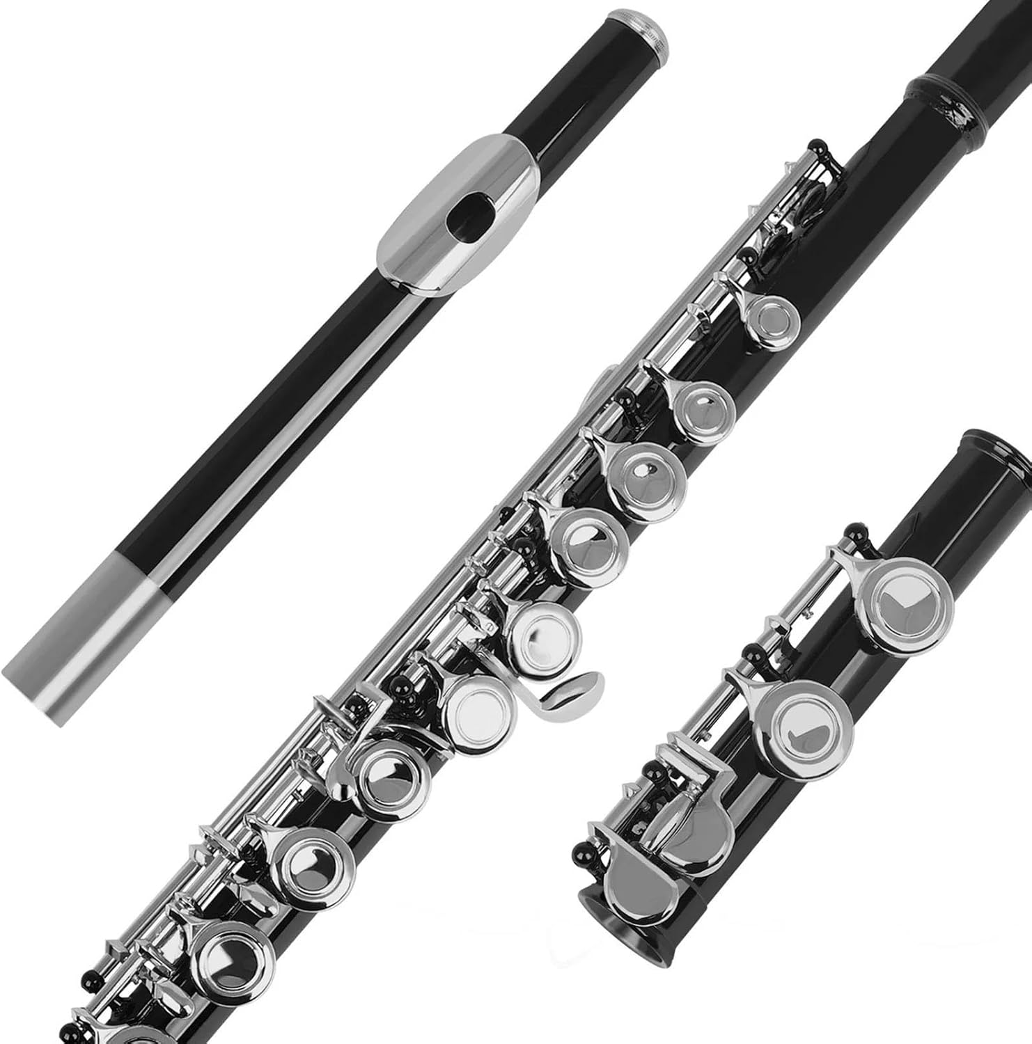 VBDEFRT Flute Nickel-plated Cupronickel 16 Hole C Key Woodwind Padded Case