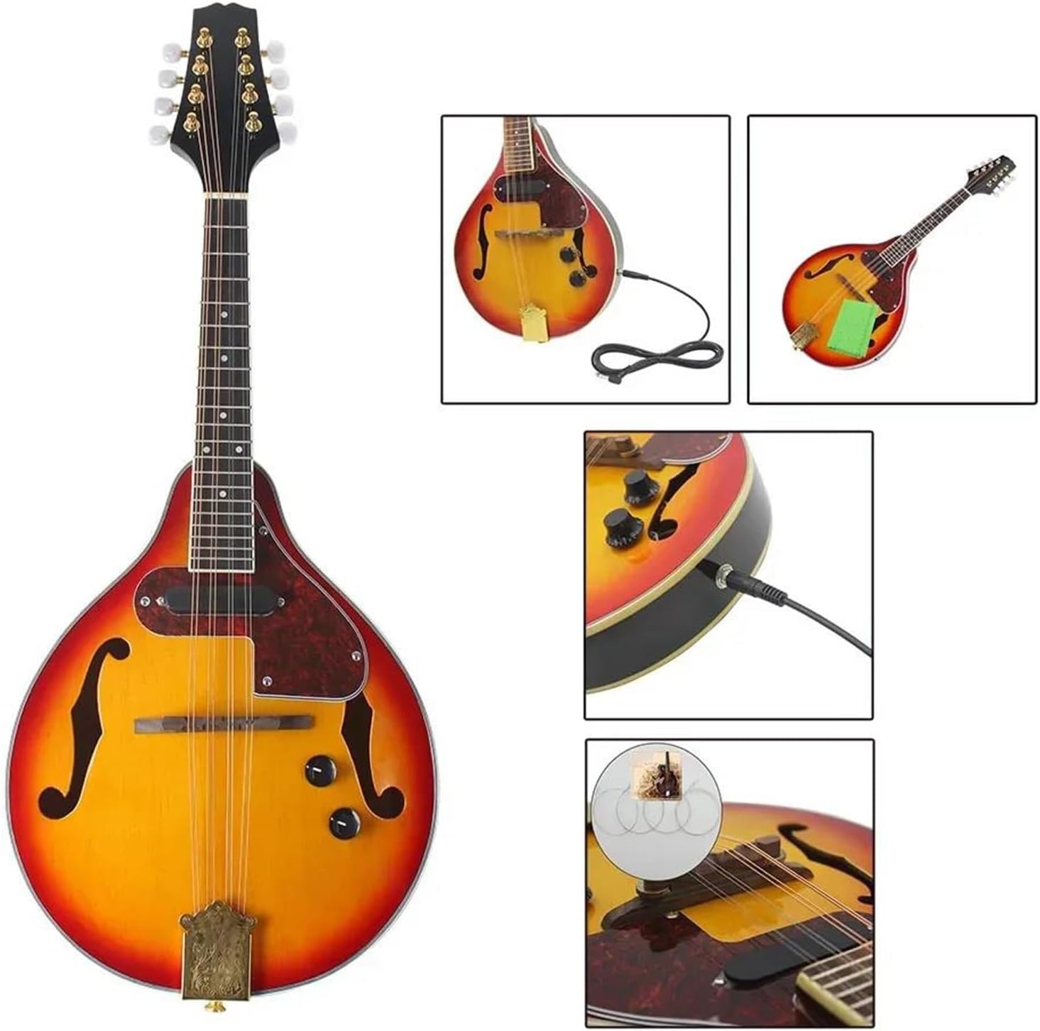 Adult Mandolin Musical Instrument Electric Mandolin Set 8 Strings A Style Electric Mandolin With Case Strings For Beginners Practice Instruments Guitar(Mandolin)