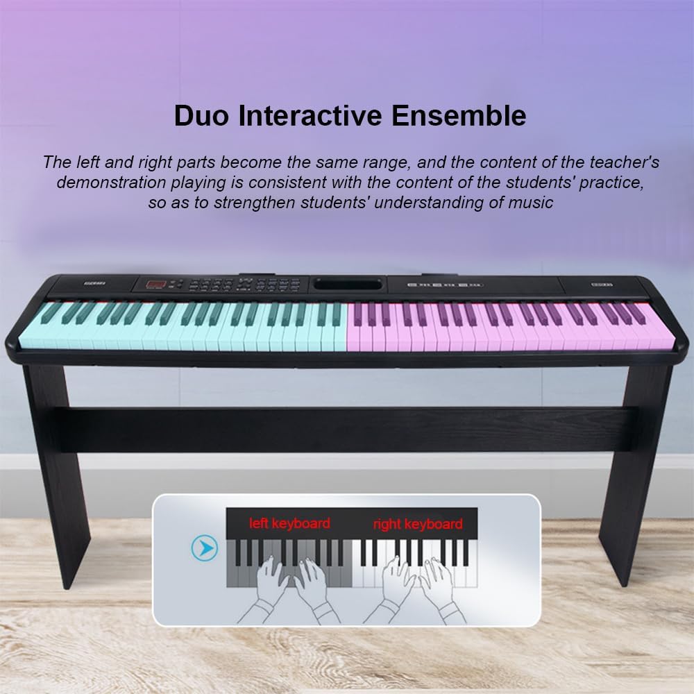 Portable 88-Key Electric Piano, Imitating Heavy Hammer Keyboard, LED Dual Power Supply Mode, Suitable for Outdoor Parties and Stage Performances