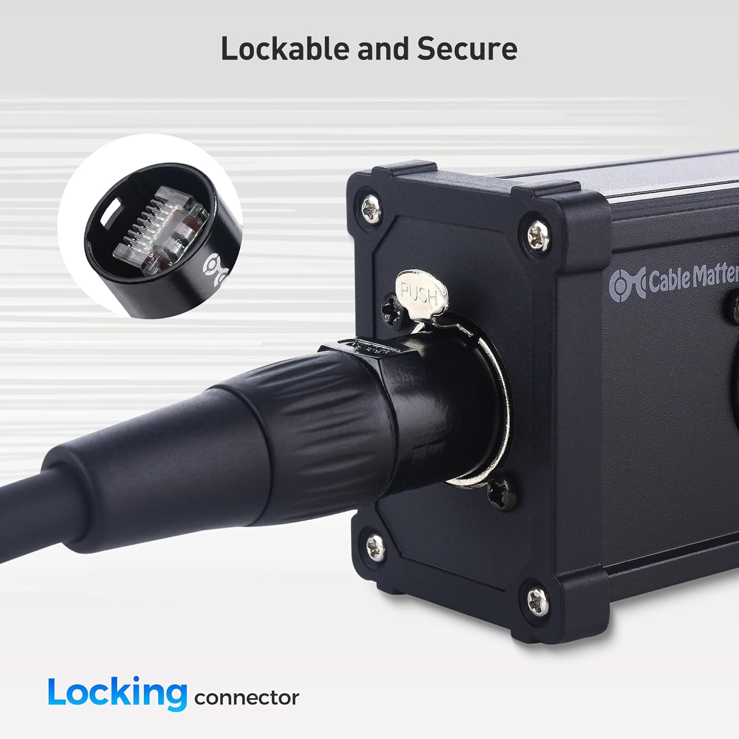 Cable Matters XLR Audio Over Ethernet Snake with 2 Boxes - 4X XLR Male Pigtail Box and Female Pigtail Box Black & hielded Cat6 Ethernet Cable Compatible with EtherCON RJ45 Connectors in Black - 50 ft