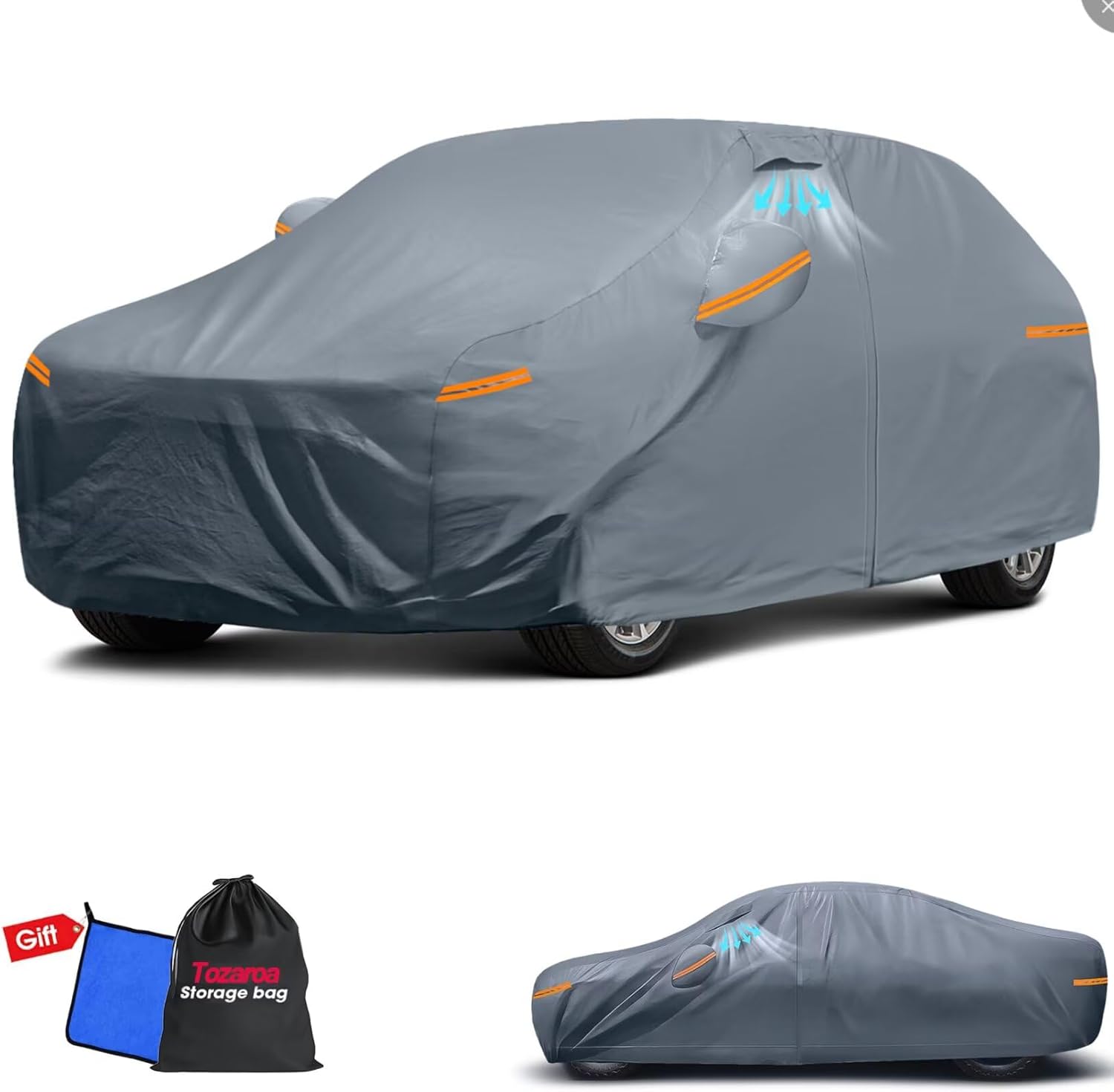 2026 Upgrade Car Cover Waterproof All Weather, Heavy Duty Outdoor Car Cover Universal Fit Sedan Lexus ES350, Tesla Model S, Lincoln MKZ, Toyota Avalon, Jaguar XJ, Ford Taurus, BMW 740i etc.