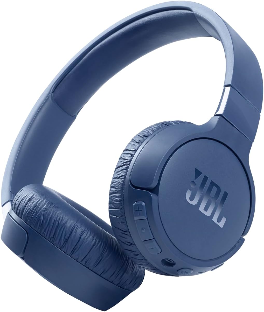 JBL Tune 660NC wireless with Active Noise Cancelling, up to 55 hours battery, microphone for call, foldable and comfortable, Android and iOs compatible (Blue)