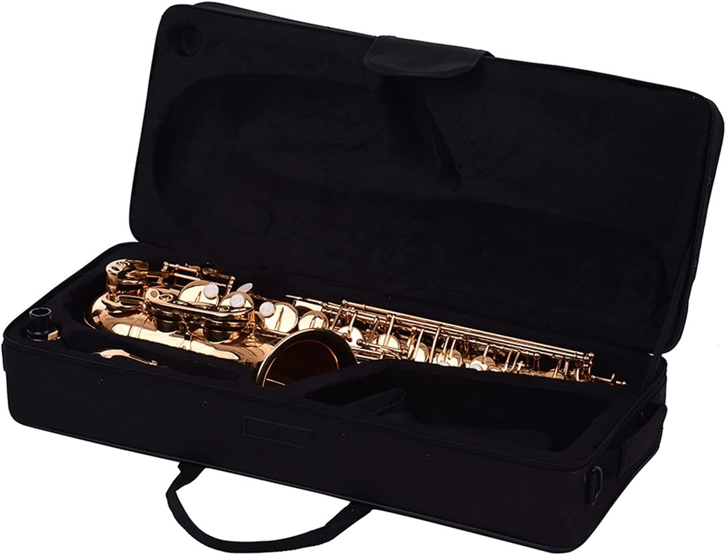 KESHUO EB Alto Saxophone Brass Material Wind Instrument with Carry Case Gloves Cleaning Cloth Sax Straps Tuner Brass Sax Beginners Kit