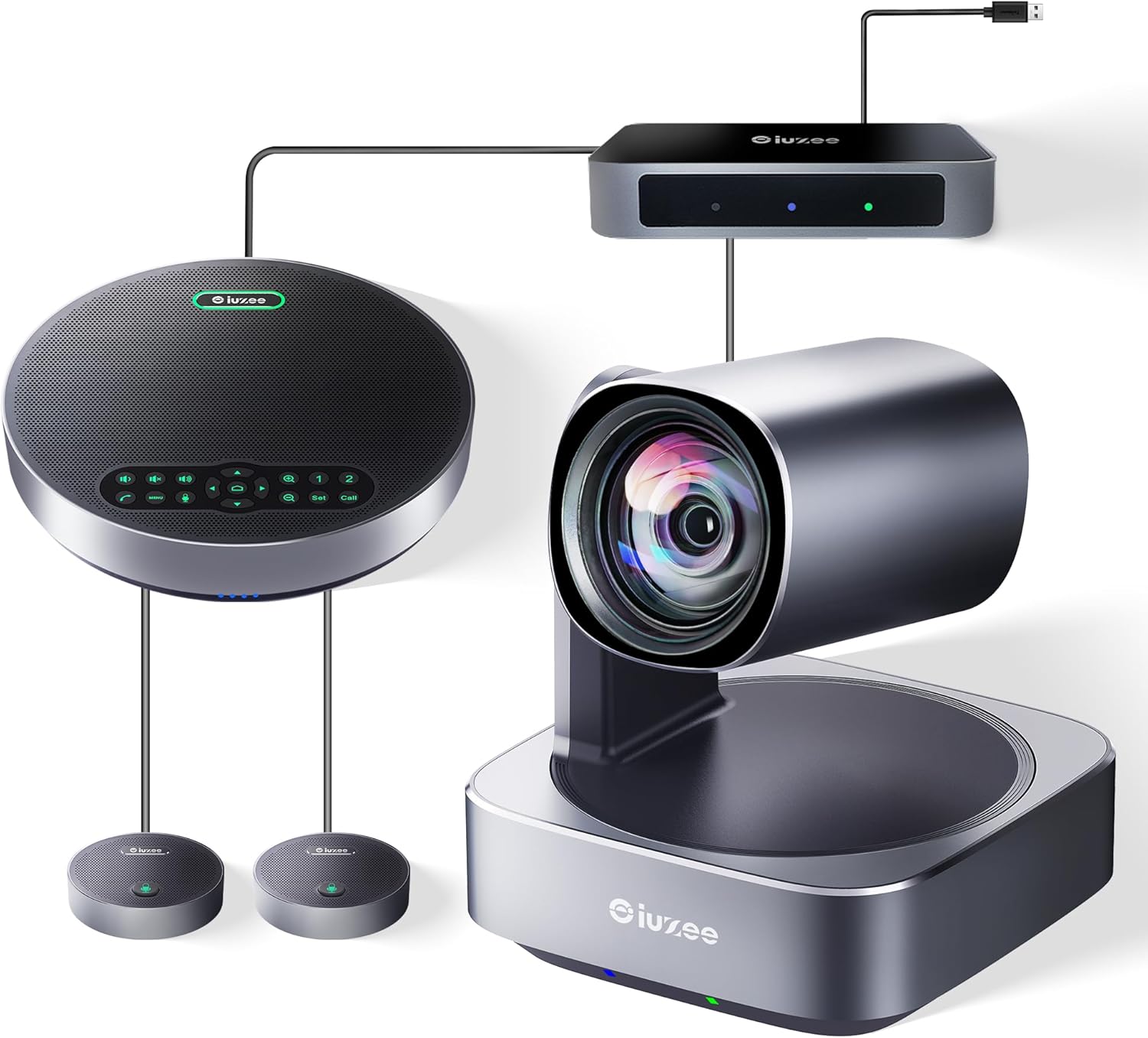 All-in-One PTZ 4K 12X Optical Zoom Video Conference Room Camera System with Bluetooth Speakerphone 2 Expansion Mics HDMI 78° Wide View Angle Lens Works with Zoom Webex for Large Meeting Room