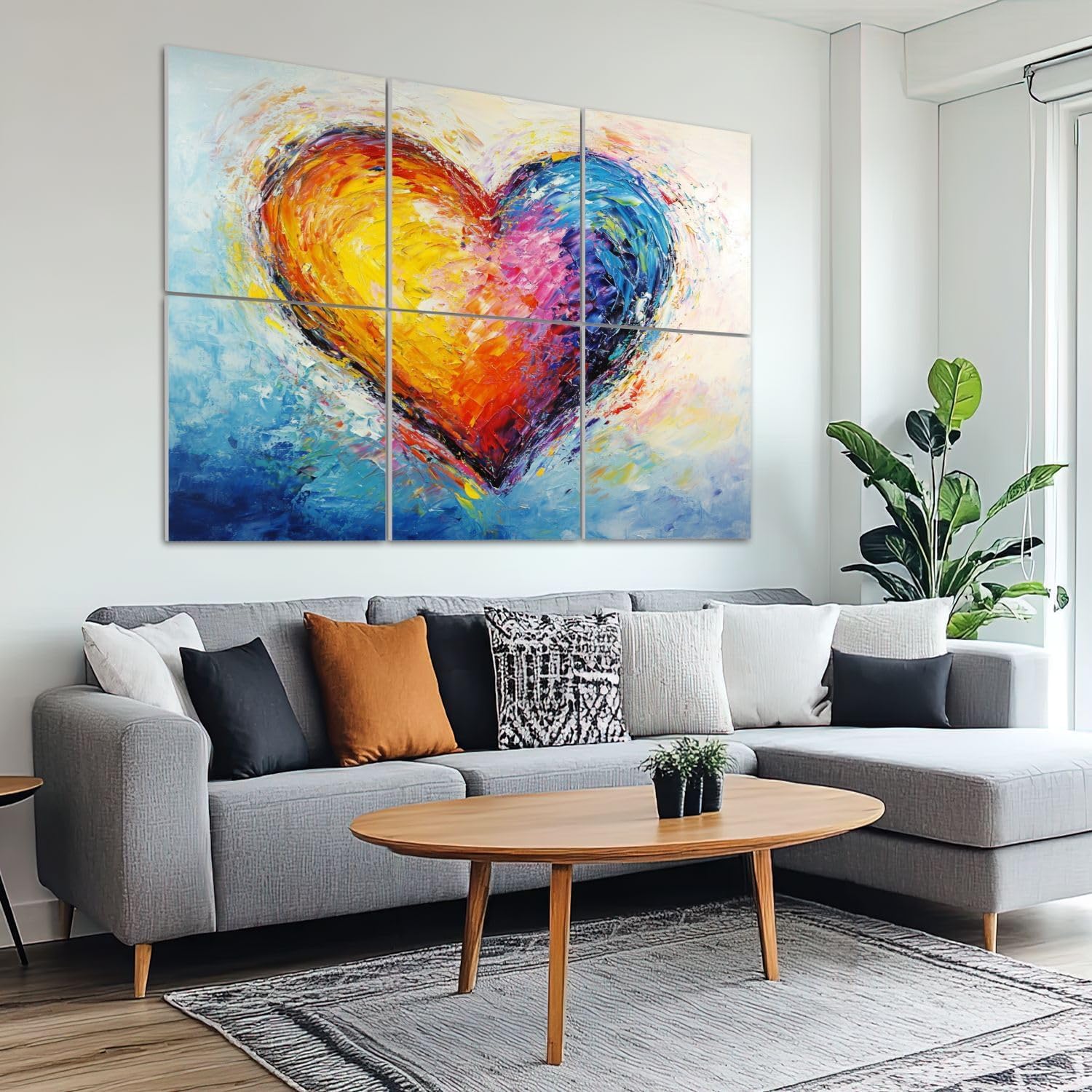 6 Pack Art Acoustic Panels Sound Absorbing Abstract Colorful Textural Heart Multicolored Brushstroke Textures Decorative Soundproof Wall Panels Self Adhesive for Recording Studios Office 72