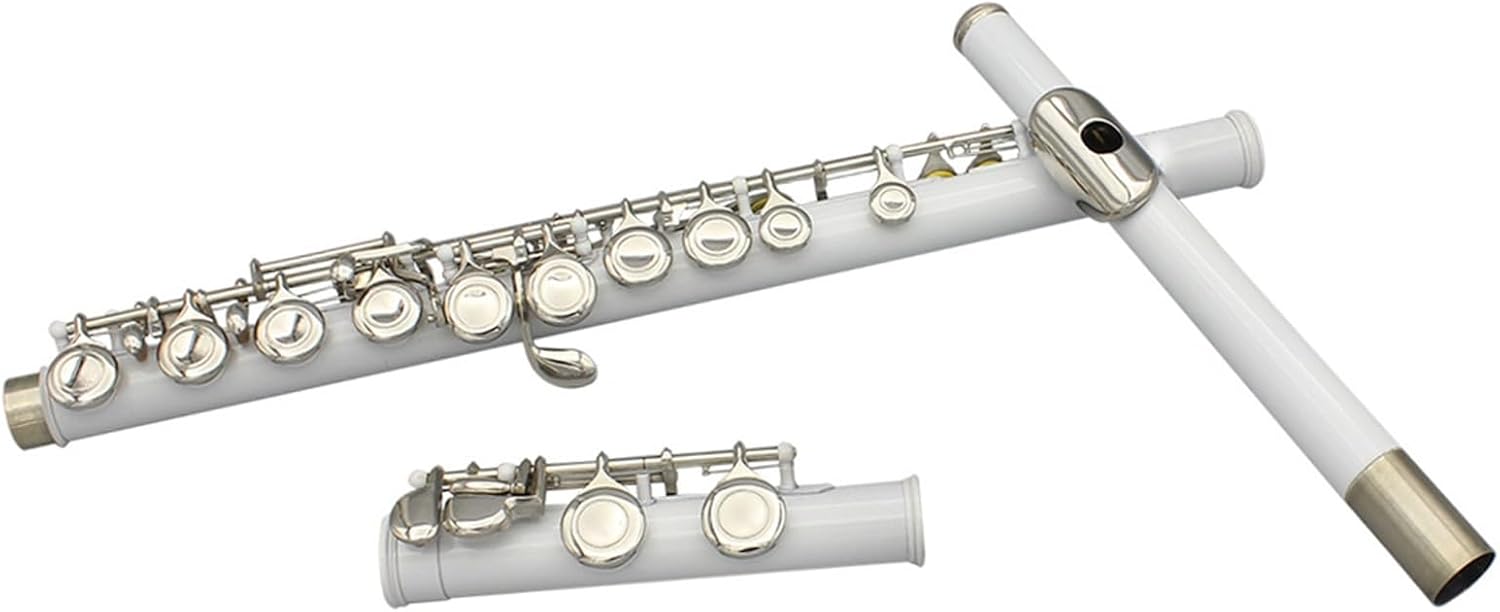 Flute White 16 Holes C Tone Flute with E Key Woodwind Instrument Closed Key Cupronickel Tube Flute with Box Flutes Musical Instruments