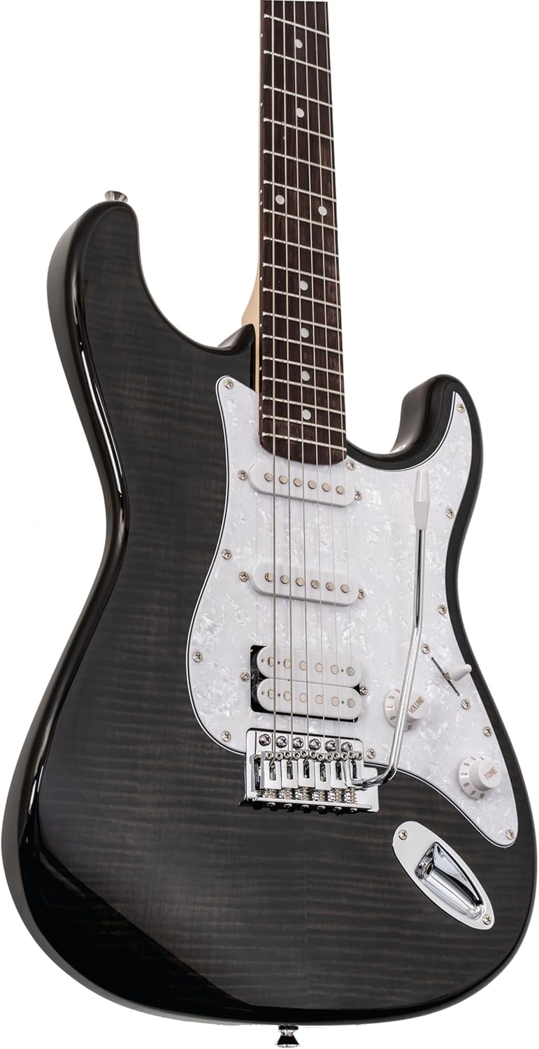 Washburn Sonamaster SDFTB Deluxe Electric Guitar, Transparent Black (SDFTB)