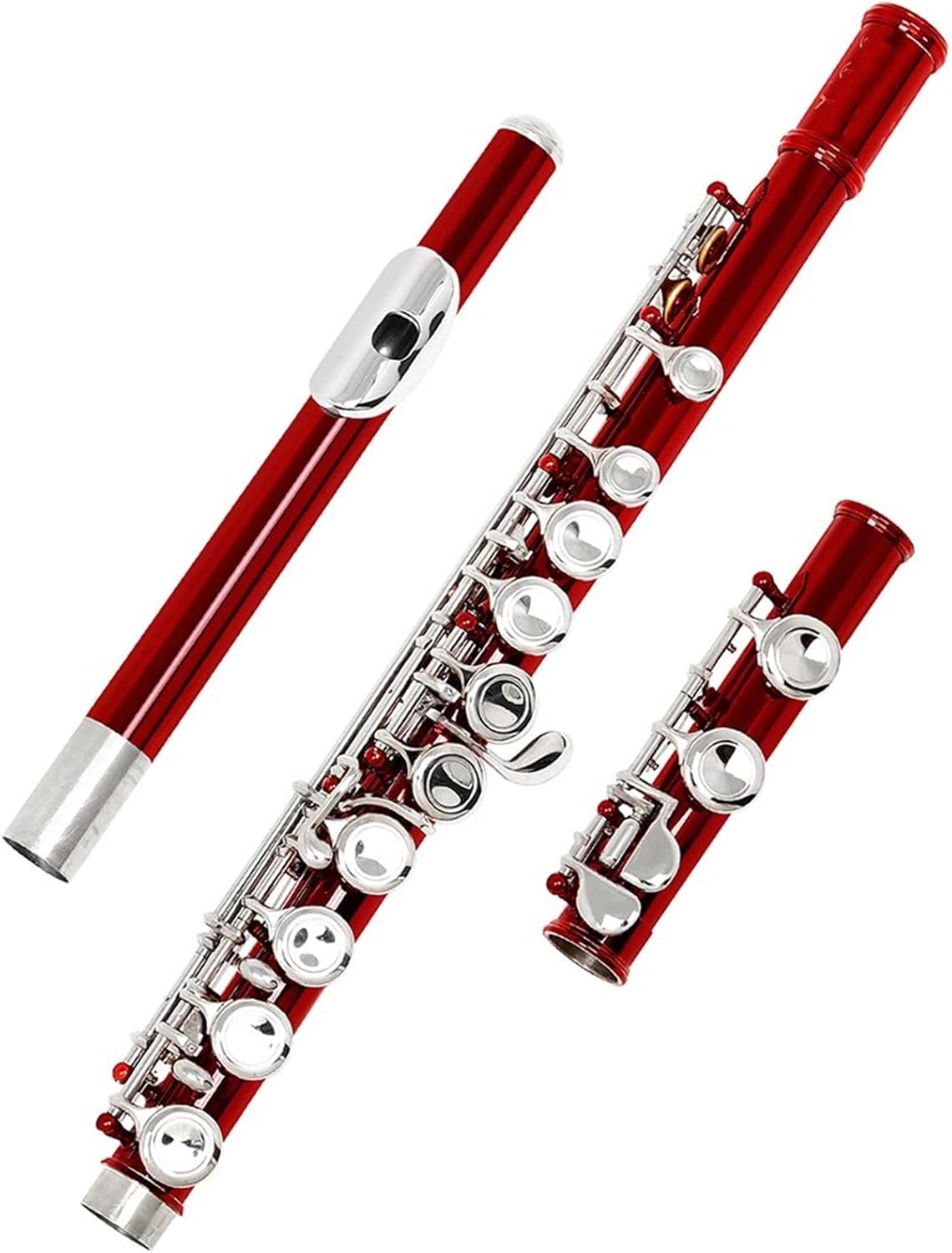Flutes 16 Holes C Key Flute Cupronickel Red Transverse Flute Woodwind Instrument with Case