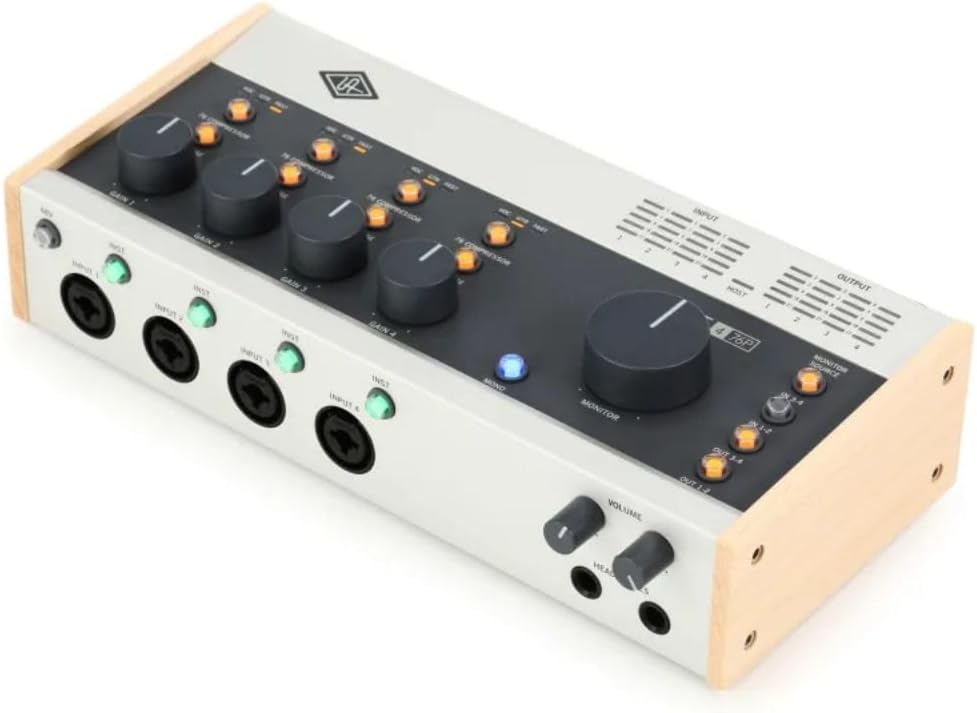 Universal Audio Volt 476P USB-C Audio Interface Bundle w/Samson Over-Ear Stereo Headphones, 2-Pack Pig Hog 8mm XLR Mic Cable, 2-Pack Pig Hog 