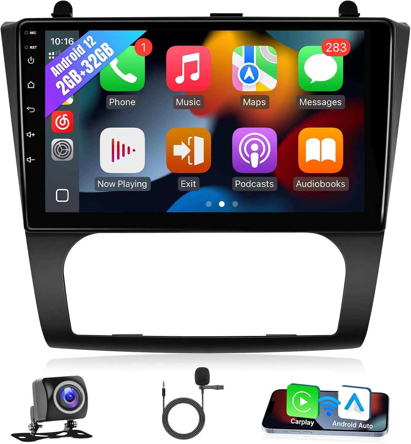 Android Car Radio for Nissan Altima 2008 2009 2010 2011 2012 Wireless Carplay & Android Auto, 9 Inch IPS Touch Screen Car Stereo in Dash GPS Bluetooth FM WiFi Backup Camera MirrorLink SWC 2G+32G