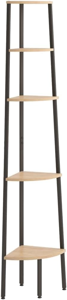 5-Tier Corner Shelf Light Brown and Black 17.9