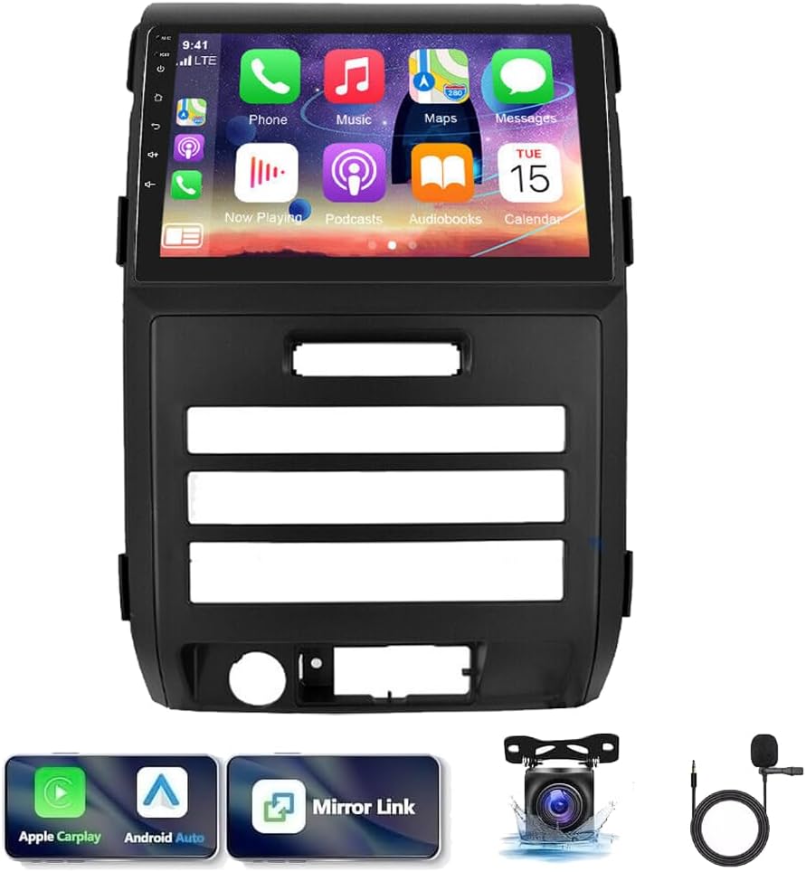 Android 13 Car Stereo for Ford F150 F-150 2009 2010 2011 2012 2013 2014 with Wireless Carplay Android Auto 9'' Touch Screen 2G+32G Car Stereo Radio Support GPS Bluetooth WiFi FM RDS DSP （Automatic）
