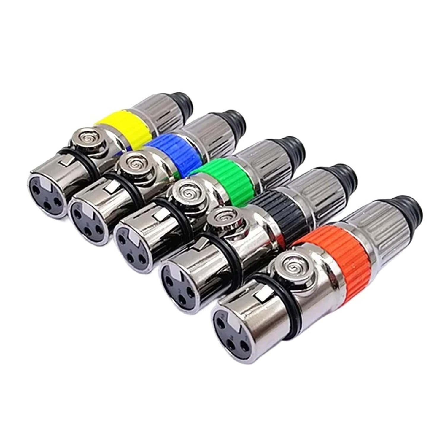 100PCS XLR 3 Pin Metal Plating Black Microphone Audio Cables Plug Connectors Male Female MIC Snake Plug Cable Connectors(Red Female)