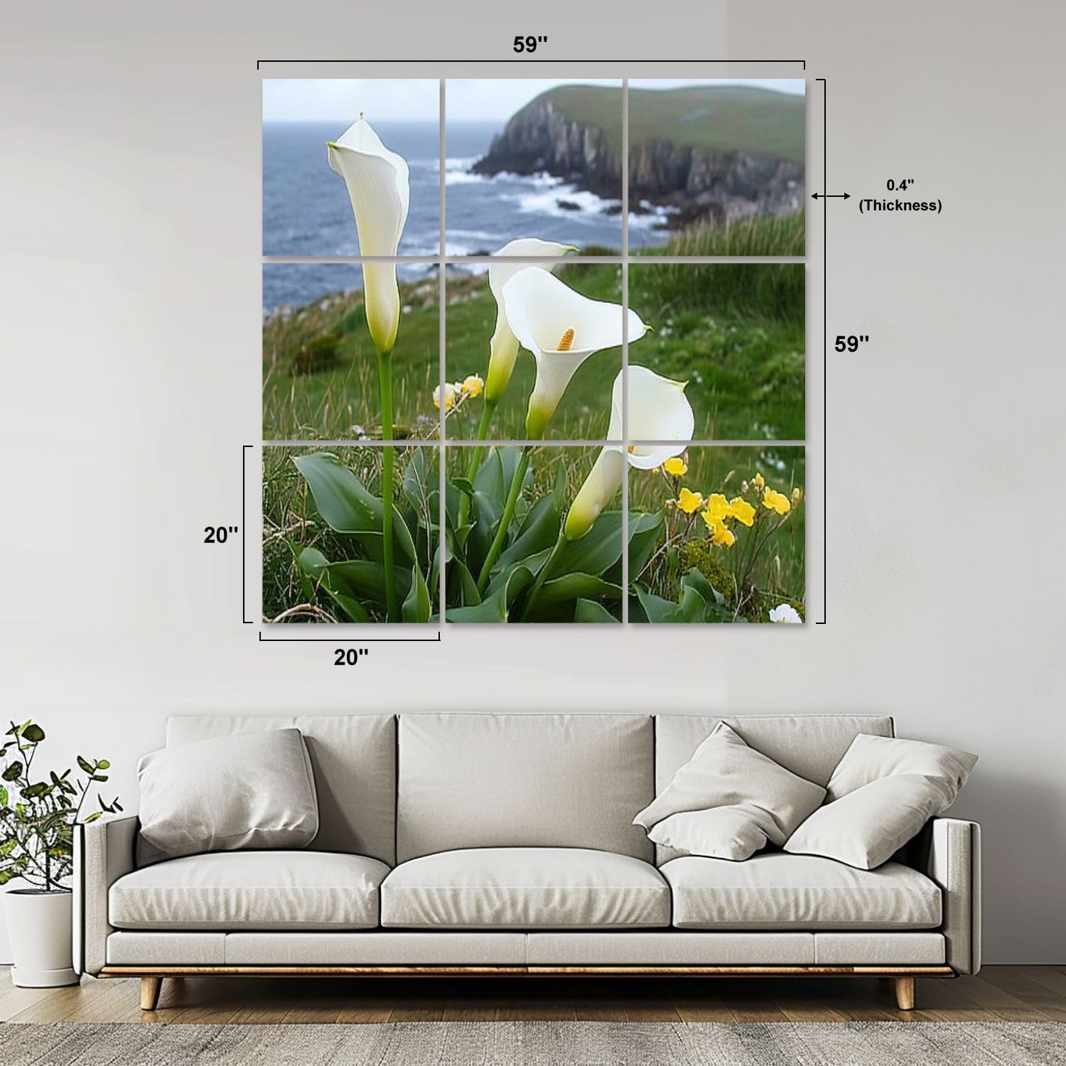 Art Acoustic Panels Self Adhesive calla lilies dingle peninsula ireland lily sea 9 Packs Decorative Soundproof Wall Panels Large Sound Absorbing Panels for Home Office 60