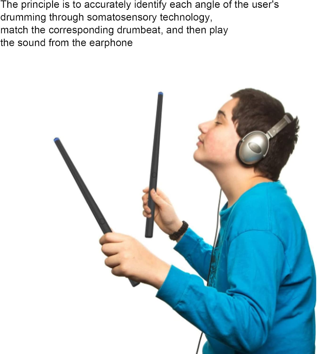 Diydeg Air Drum Sticks, Portable Virtual Electronic Drum Set with Pedals, Bluetooth & MIDI Function, Electronic Air Drum Rock Beat Rhythm Stick Percussion Instrument Tool for Adults, Kids