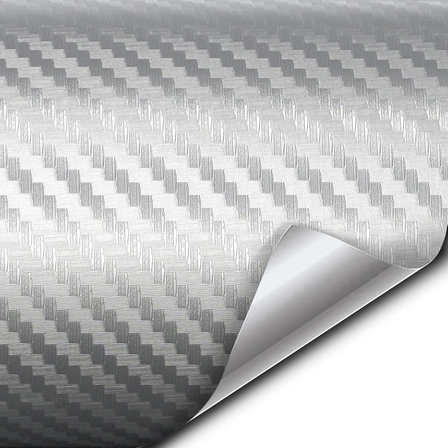 VVIVID® XPO Sterling Silver 3D Carbon Fiber Vinyl Wrap Roll with Air Release Technology (100ft x 5ft)