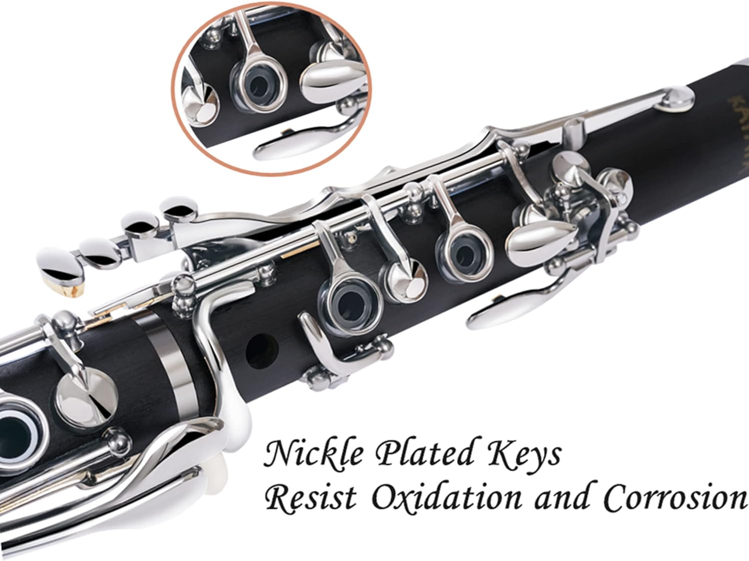 Bb Clarinet (Black) – Beginner, Student & Professionals Woodwind Instrument with 17 Nickel-Plated Keys, Durable Hard Case & Cleaning Kit, Ideal for Band & Orchestra