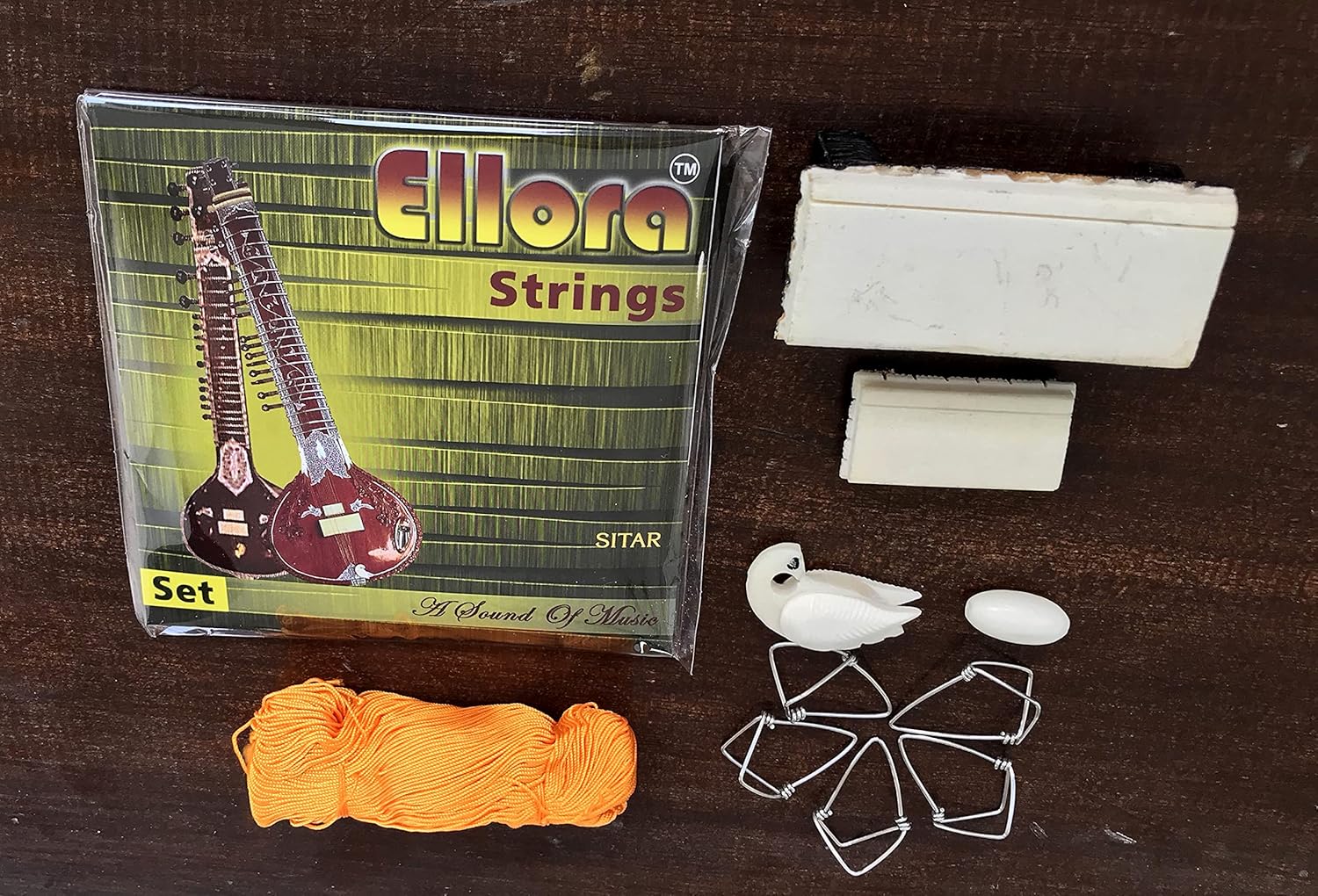 Sitar Accessories Strings Bridge Mizrab fret thread tuning beads all in one