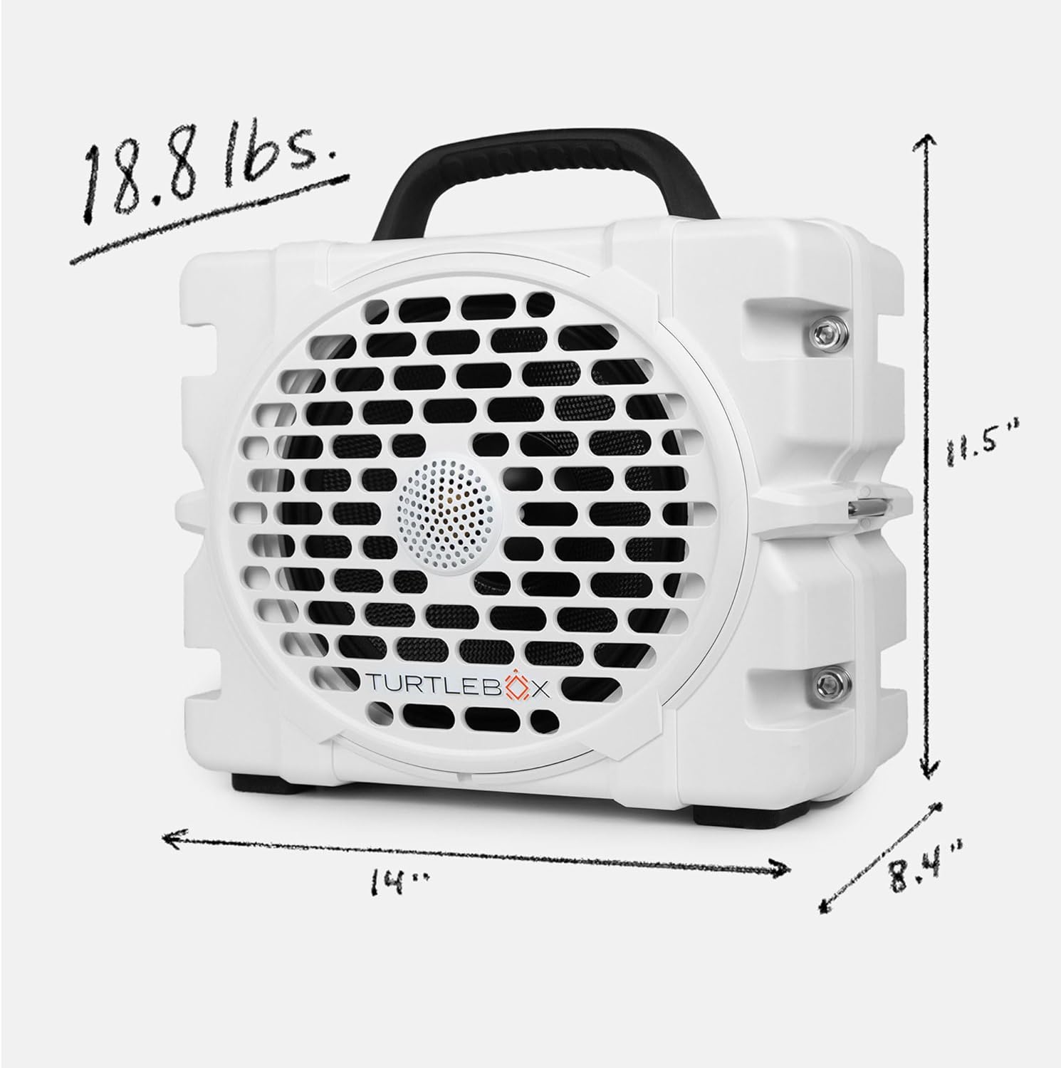 Turtlebox Grande: Loud! Outdoor Portable Bluetooth 5.4 Speaker | Rugged, Waterproof, Ultra-Portable | Plays to 126db, Deep Bass, Shockproof, Unlimited Pairing for Full Stereo Experience, White