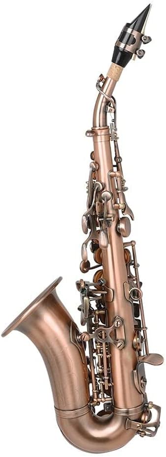 Red Antique Soprano Saxophone Bb Key Woodwind Instrument with Case Sax Stand Reed Gloves Cleaning Cloth Brush Sax Strap Brush