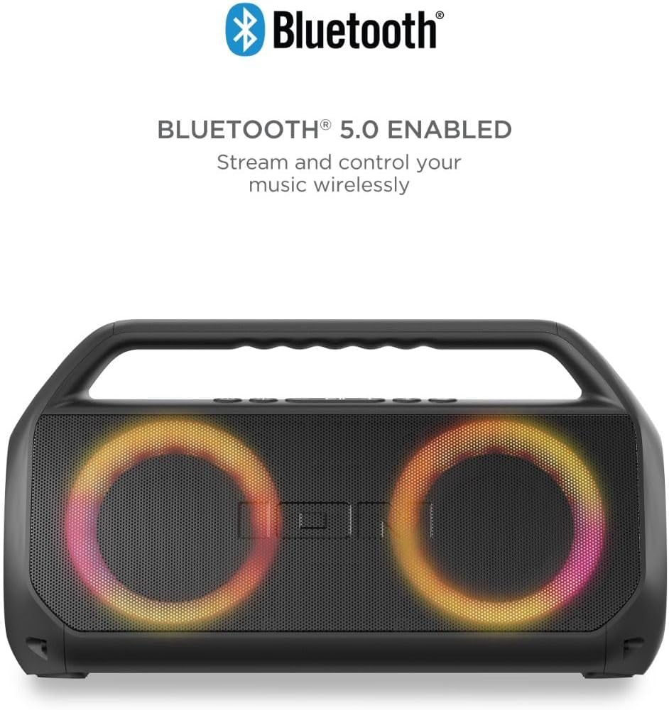 Ion Uber Boom Ultra - Water Resistant 80W Portable Bluetooth Party Speaker with Lights, Battery, Built-in Microphone, and AUX Input (Renewed)