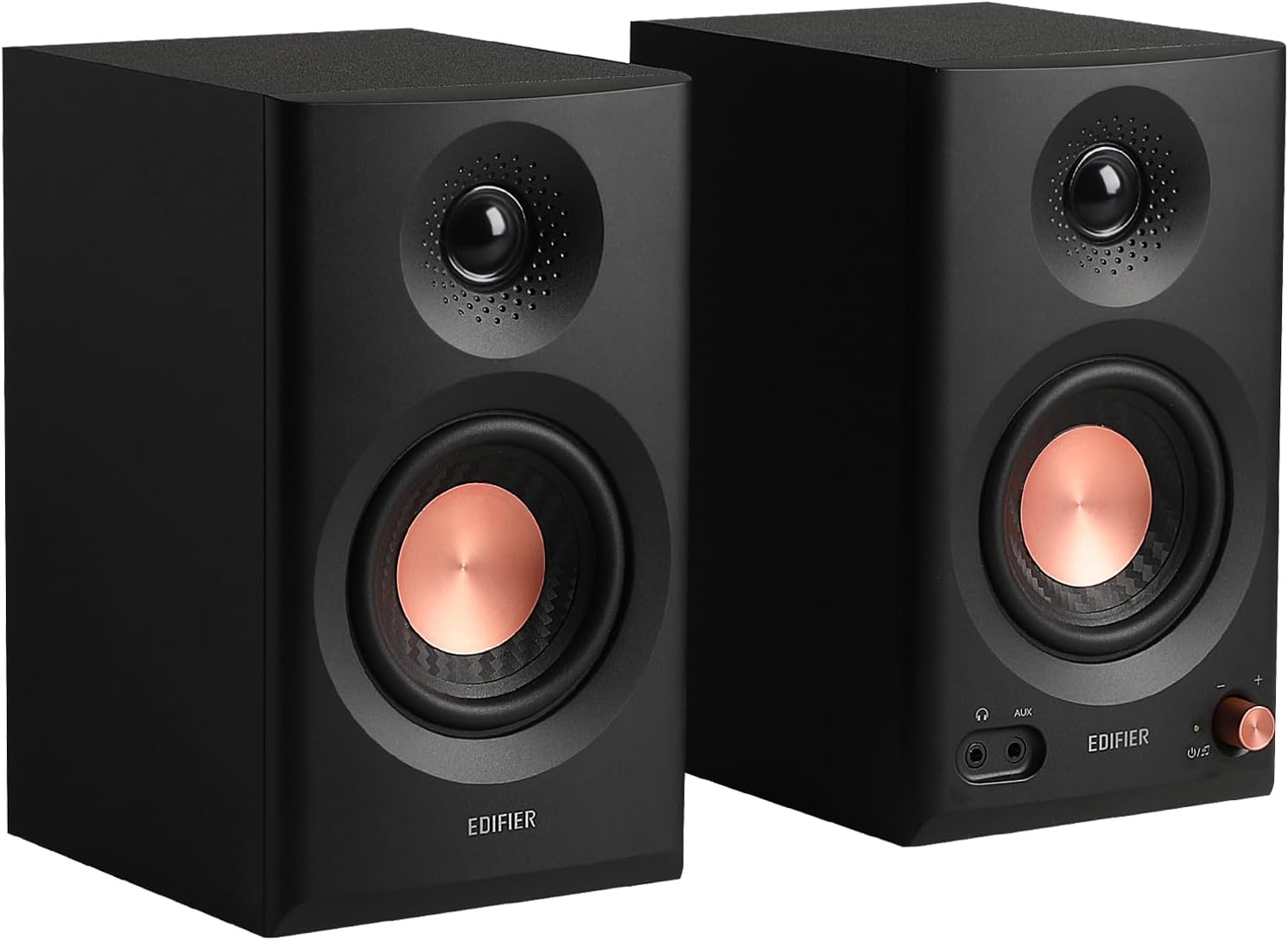 Edifier MR3 Powered Studio Monitor Speakers, Hi-Res Audio Certified Bluetooth V5.4 Active Bookshelf Loudspeakers, 2.0 Computer Speaker with Headphone Output RCA AUX Balanced TRS Input - Black (Pair)