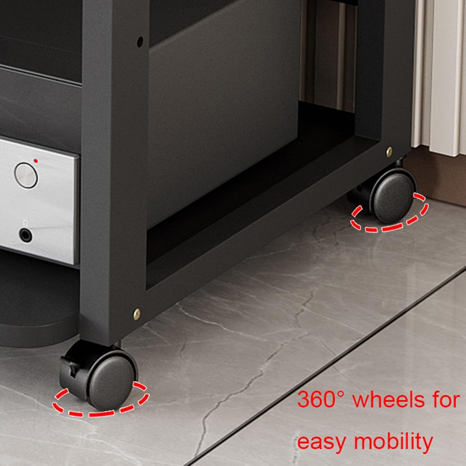 Movable Media Stand Media Stand Entertainment Center for TV, Streaming Devices, Open Multi-Function Storage Shelves, Black (Size : 7 Tier-50x45x131cm)