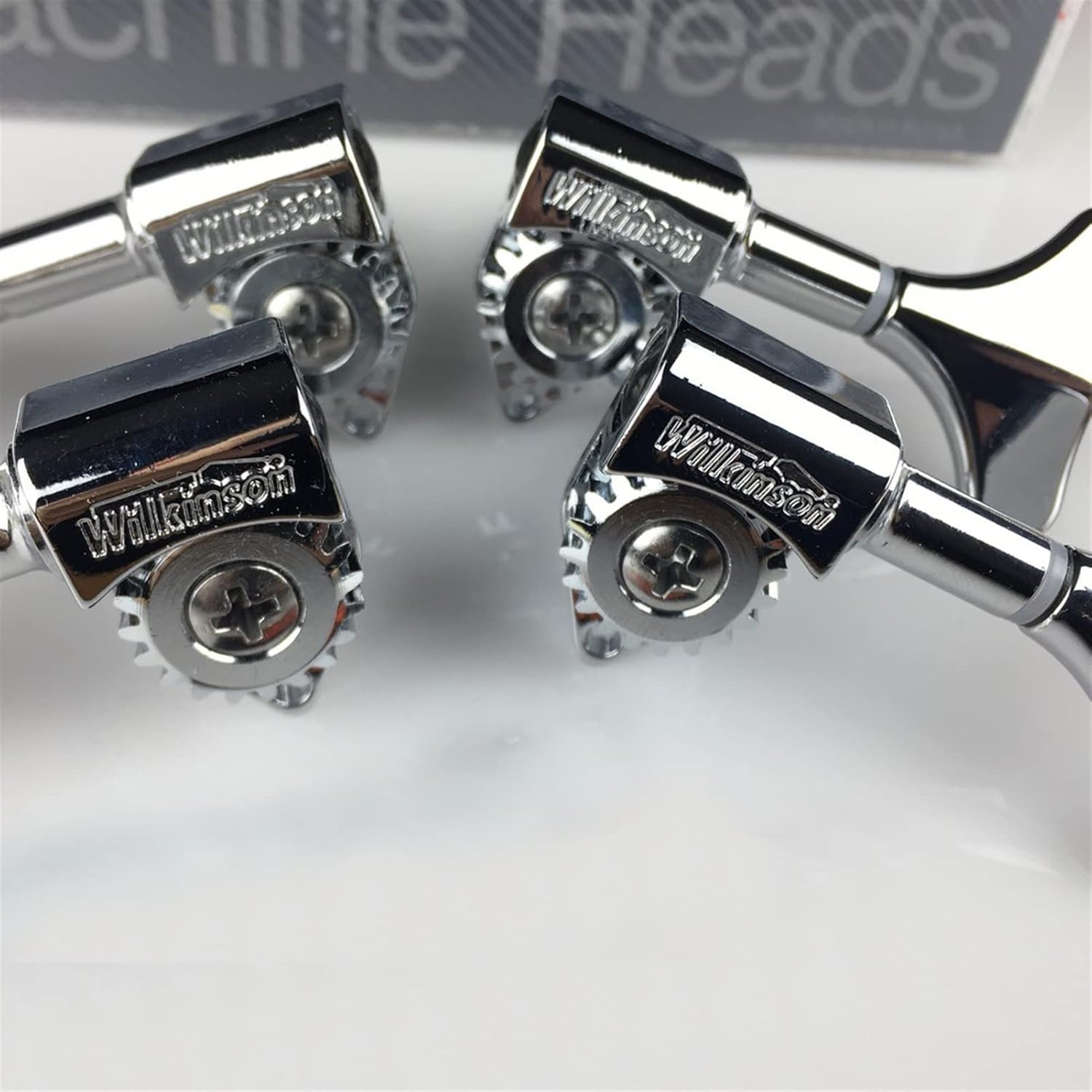 KESHUO Electric Bass Guitar Machine Heads Tuners Guitar Tuning Pegs Open Gear Chrome Silver Tuner Machine Heads Knobs