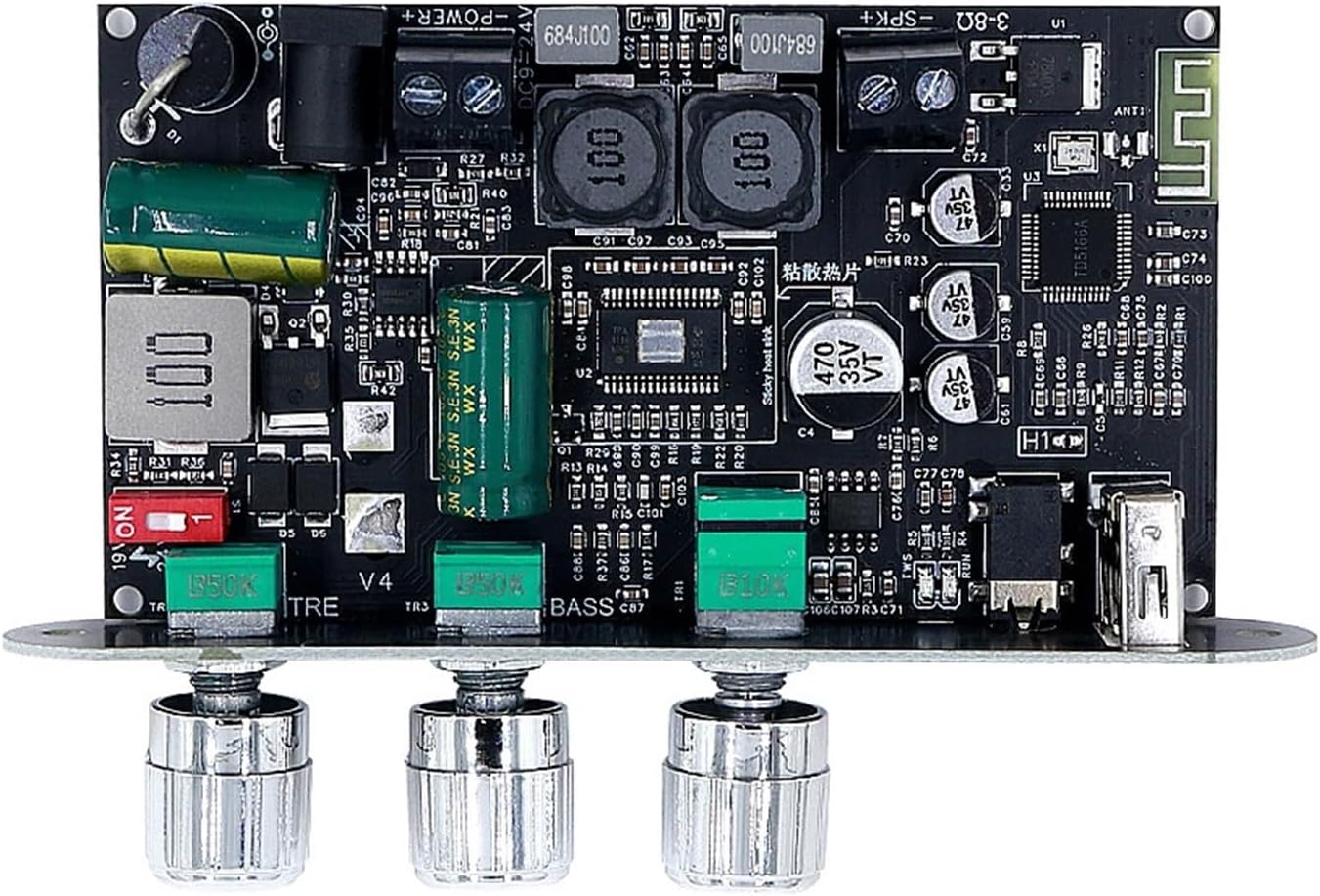 ZK-1001U 9-24V Mono 100W Digital Audio Amplifier Board Support APP TWS TPA3116D2 Sound Amplifier AMP Module AUX USB