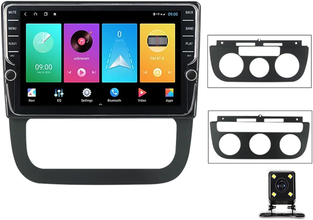 Double Din Car Stereo with Bluetooth 5.0, Backup Camera, Steering Wheel Control, 9 Inch Touchscreen Car Multimedia Player, for Volkswagen Jetta 5 2005-2010 with FM RDS/DSP/Carplay