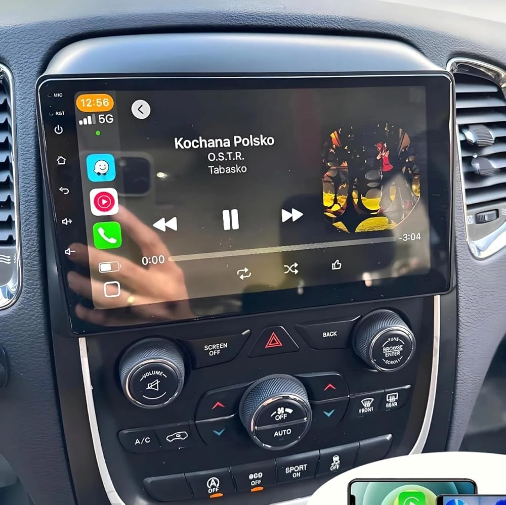 Double Din Radio for Dodge Durango 2015 64GB ROM 9 Inch IPS Touchscreen Car Stereo Radio Upgrade with Wireless CarPlay/Android Auto Bluetooth WiFi GPS Navigation FM 1080P Backup Camera SWC MIC