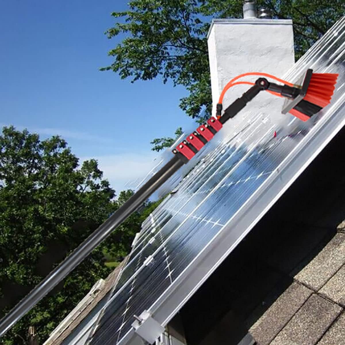 Solar Panel Cleaning Brush, Window Cleaning Pole, Window Cleaner Kit, Water/Hose Fed Pole, Window Cleaning Brush Equipment, Cleaning Photovoltaic and Solar Panels,20FT/6M
