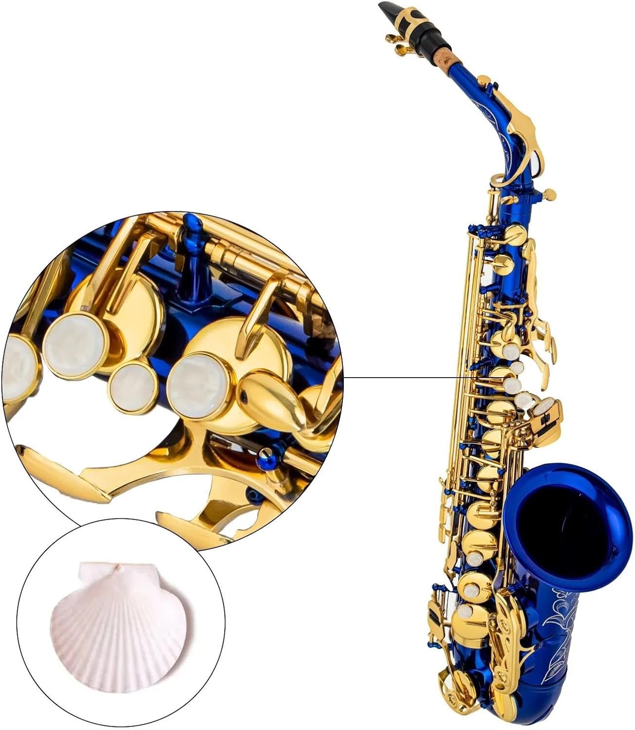 Alto Saxophone Wind Instrument Beginner Adult Professional Performance Grade Saxophone Full Set Of Accessories (Color : Blue)