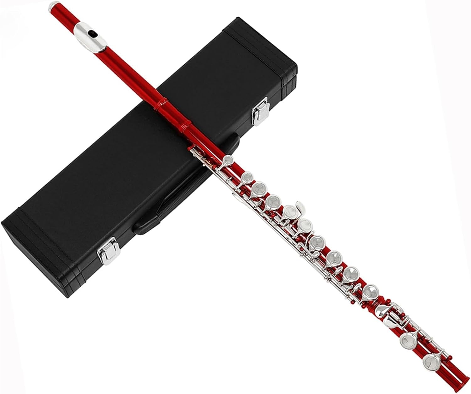 Flute 16 Hole Flute W/E Key Woodwind C Note Nickel Plated Silver Key Cupronickel Flute W/Music Box Flutes Musical Instruments