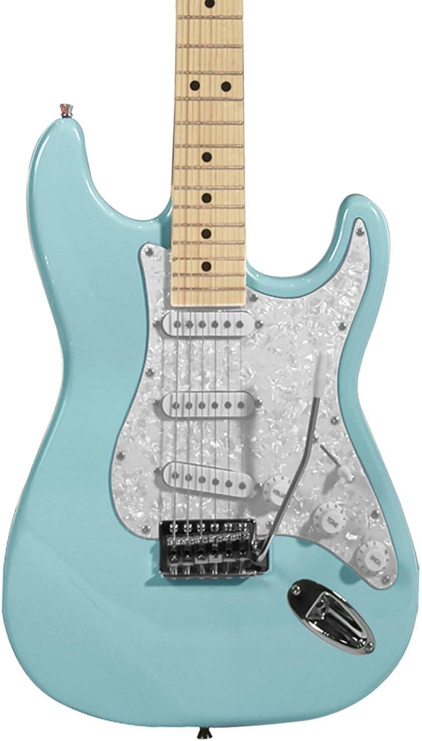 Sawtooth Daphne Blue ES Series Electric Guitar w/White Pearloid Pickguard - Includes: Accessories, Amp & Gig Bag
