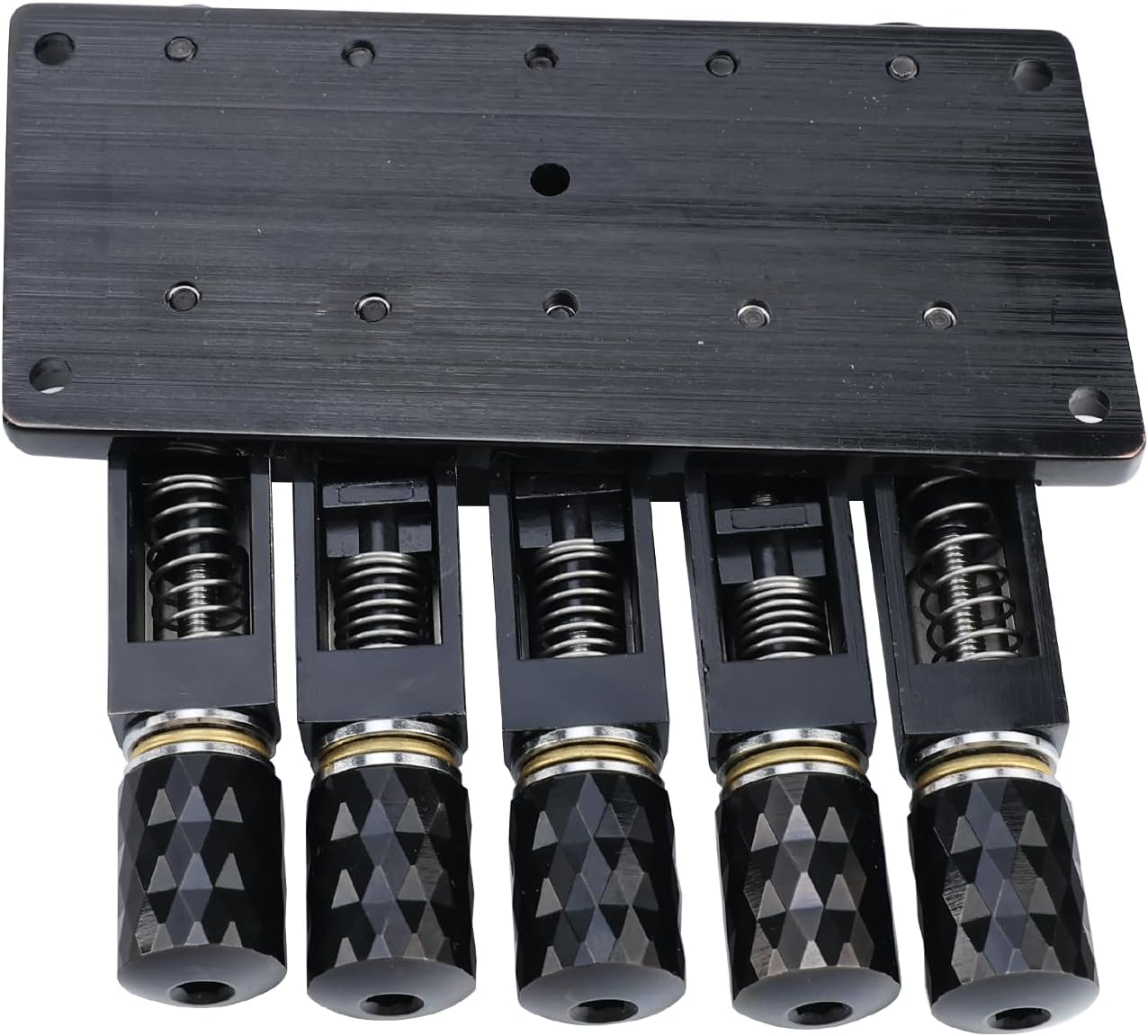 Black Headless Electric Bass Bridge 5 String Bass Bridge with Brass Saddles Bass Parts Replacement for 5 String Headless Bass