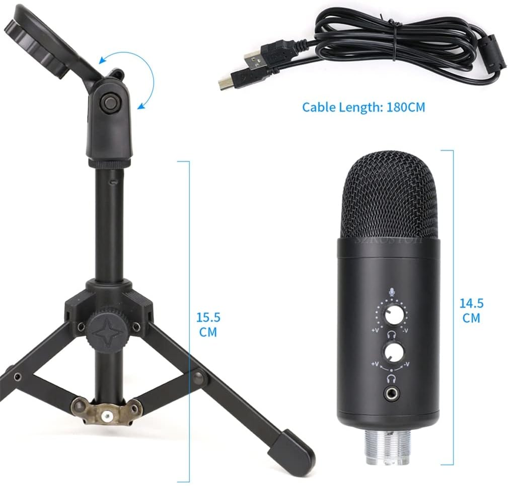 Professional Streaming Studio Condenser Microphone Game USB Microphone, Computer Singing Microphone with Stand (Color : D, Size