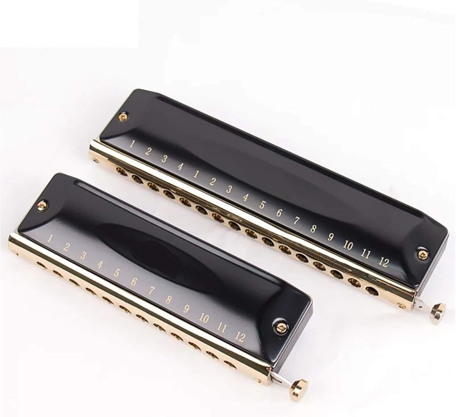 Harmonica Chromatic Harmonica 12 Holes Harp Mouth Organ Key C ABS Comb Phosphor Bronze Reeds Professional Musical Instruments (Color : Black GH1248)