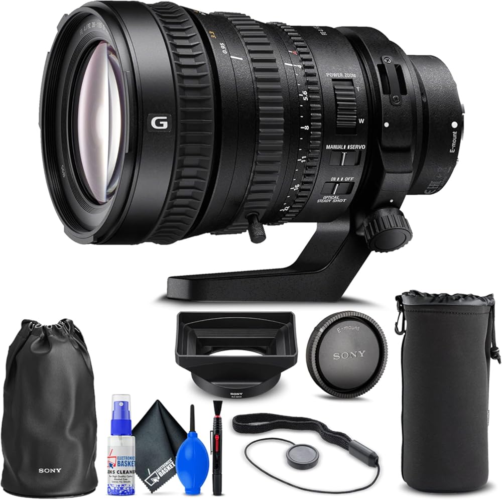 Sony FE PZ 28-135mm f/4 G OSS Lens (SELP28135G) + Lens Pouch + Lens Cap Keeper + Cleaning Kit + More (Renewed)