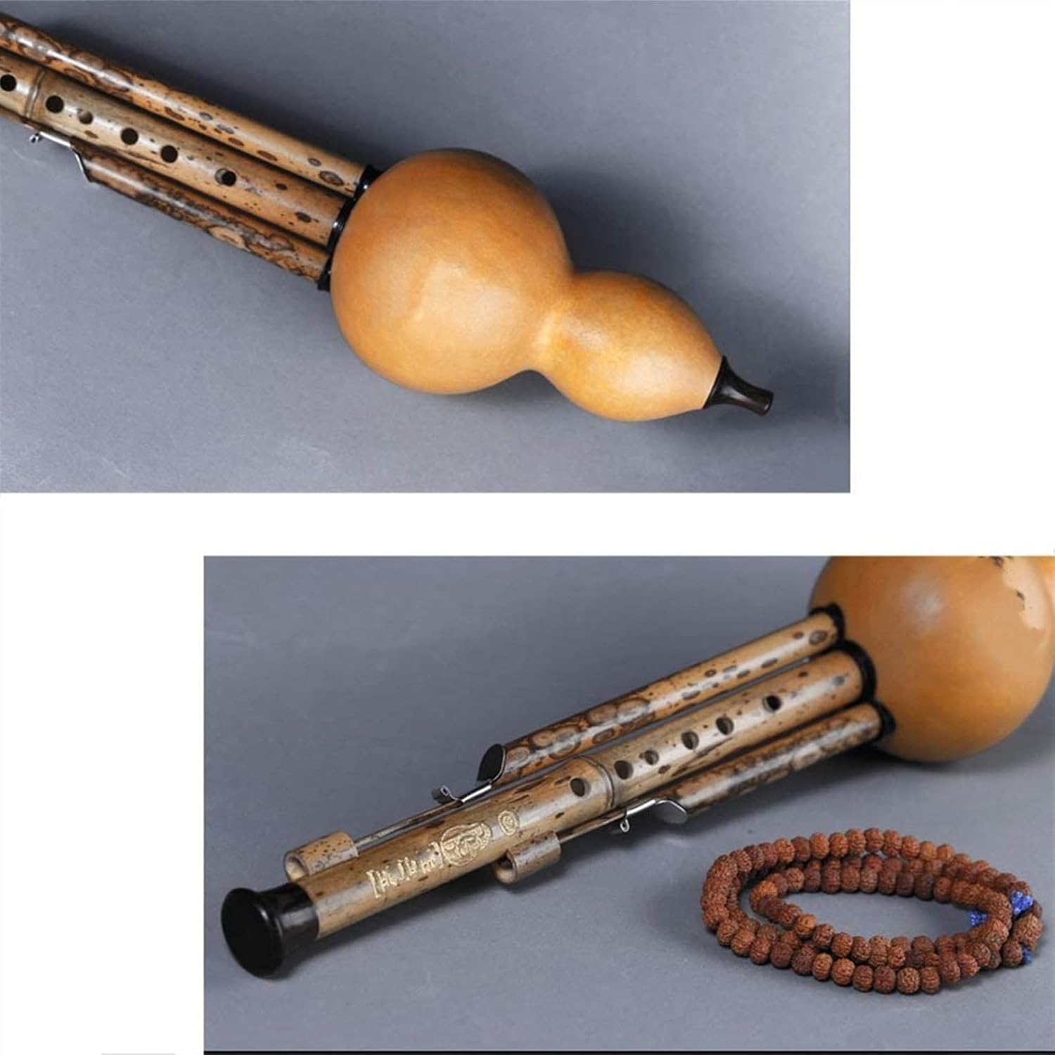 FLFL Hulusi Cucurbit Flute Professional Playing Three-Tube Flute (Color : C-Key)