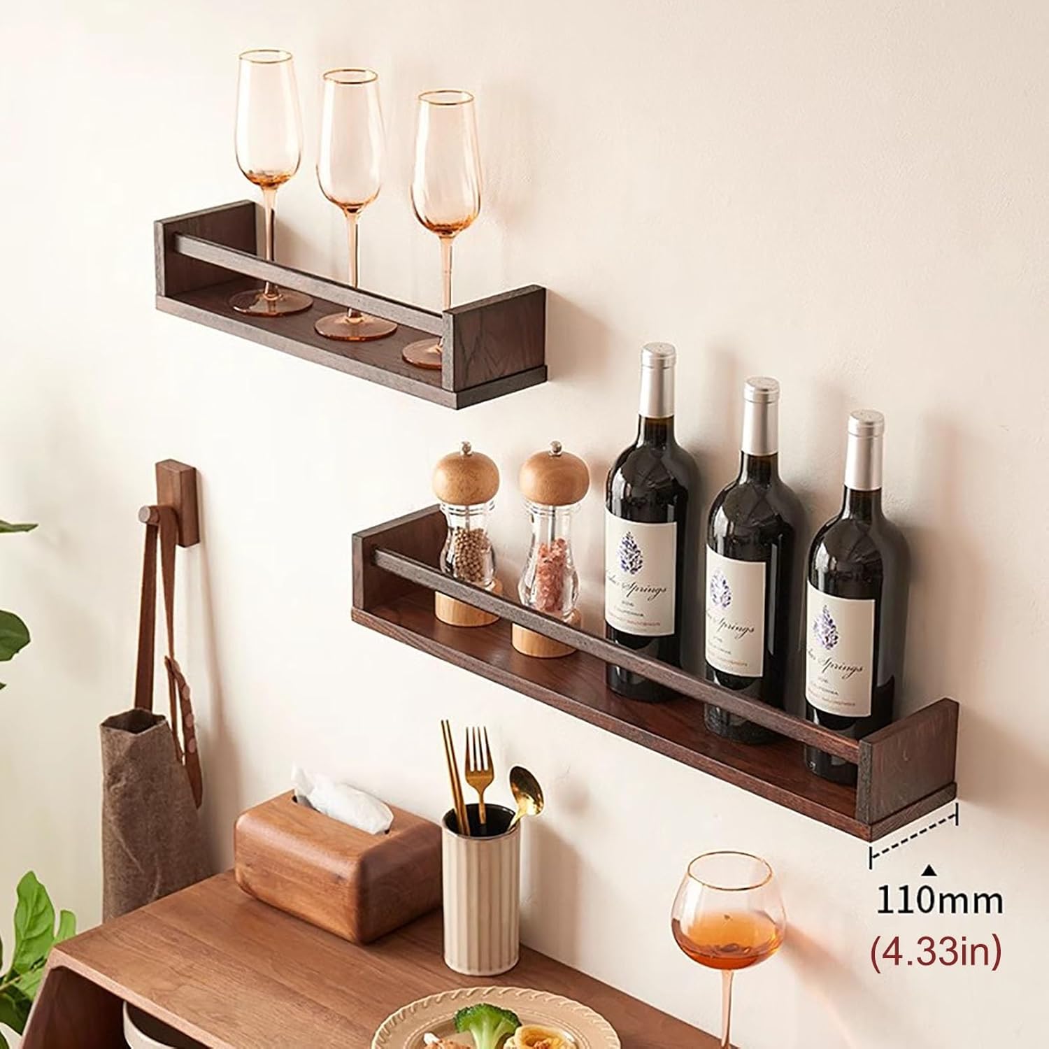 Floating Bookshelves,Magazine Holder Brochure Holder Wall Mount,Hanging Bookshelf Magazine Rack Literature Storage Rack for Office Church Waiting Room Kids Room Coffee Shop,Set of 2 ( Color : Dark bro