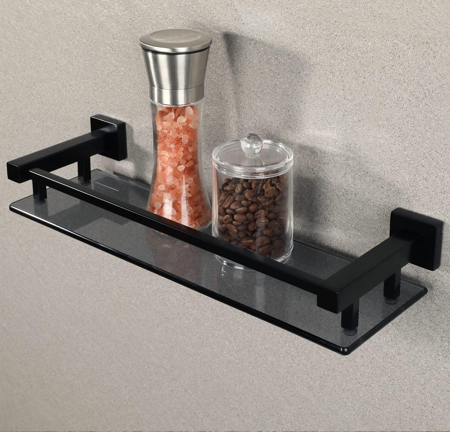 Shower Caddy Bathroom Shelves, Tempered Glass Shelf, Wall Mount Stainless Steel Rail Bathroom Shelf Shampoo Organizer, Bathroom Accessories Bathroom Organizer (Color : B, Size : 40CM)